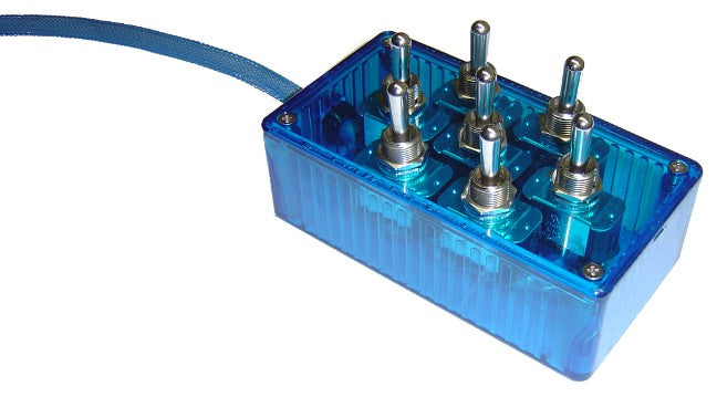 AVSARC-T7-BU Blue 7 switch box with Carling switches 4.75^x2.5^x1.5^