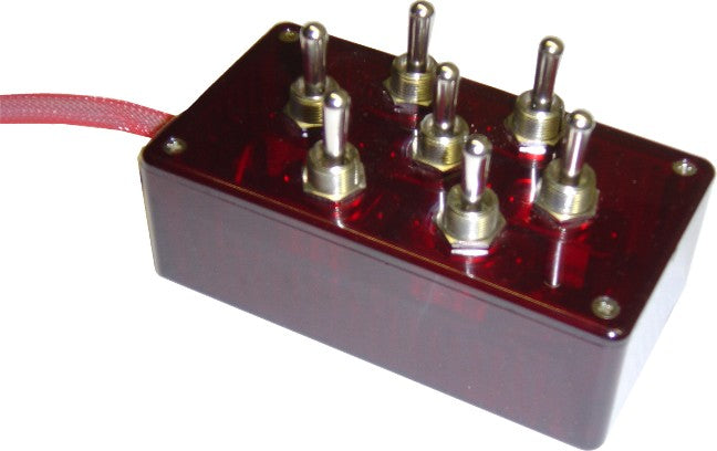 AVSARC-T7-RD Red 7 switch box with Carling switches 4.75^x2.5^x1.5^