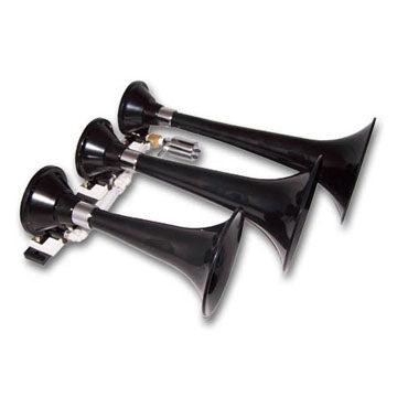 LRD230 Triple Train Horn ABS trumpets 130db @ 100 psi 152db @ 150psi 160psi max Includes 1/4^ 12V solenoid Trumpet lengths 111416^