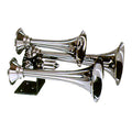 LRD501 Triple Train Horn Chrome plated copper trumpets 130db @ 100 psi 152db @ 150psi 185psi max Includes 12V solenoid Trumpet length 111416^