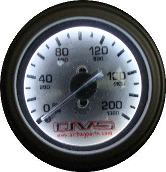 AVS SINGLE Needle 2^ Air Gauge SILVER Face w/ white led 1/8^ male npt AVSGAU200AVS1