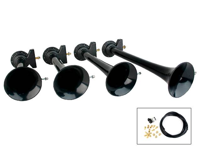 HORNBLASTERS AH-S4 Shocker XL 4 piece ABS train horn kit 152db Includes 1/2^ Shocker 12V solenoid Trumpet lengths 12.7514.7516.25 19.5^