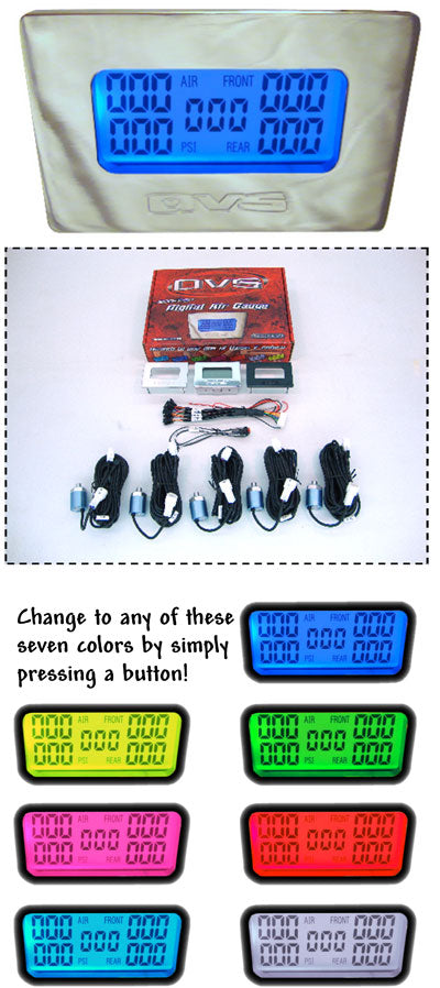 AVSDG200X AVS Digital Air Gauge 5 senders & 3 face plates 200PSI