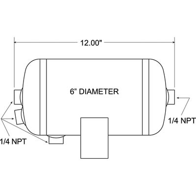FST9244 1 Gallon Air Tank with 3 1/4^ Ports 12^ Long