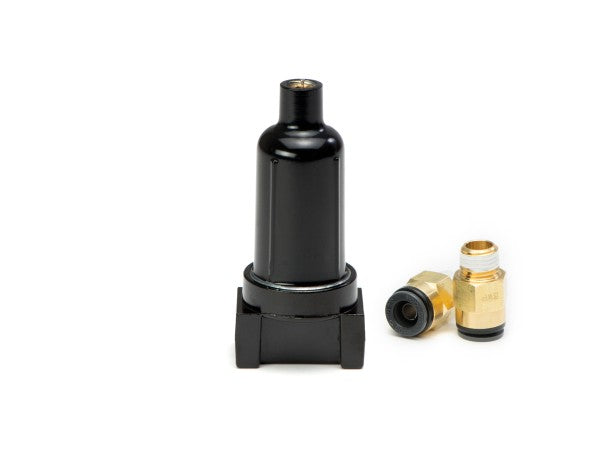 ACCUAIR AA-TRAP-BLK 1/4^ NPT Water Trap w/ two 3/8^PTC x 1/4^NPT Fittings AA-3663