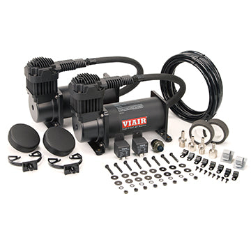 VIA40048 Viair 400C ^Stealth Black^ Dual Pack (2) 400C ^Stealth Black^ Compressors 150psi (2) Relays (1) 150 psi pressure switch