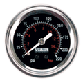 VIA90090 Viair 220psi SINGLE needle 2^ gauge BLACK face Illuminated