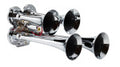 LRD141 Mini Quad Train Horn Chrome plated zinc alloy trumpets 130db @ 100 psi 152db @ 150psi 160psi max Includes 12V solenoid Trumpet lenghts 78-1/21114 1/4^