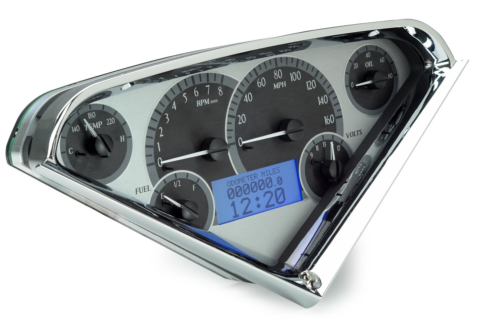 DAKVHX-55C-PU-S-B 1955-59 Chevy Pickup VHX System Satin Alloy Style Face Blue Display