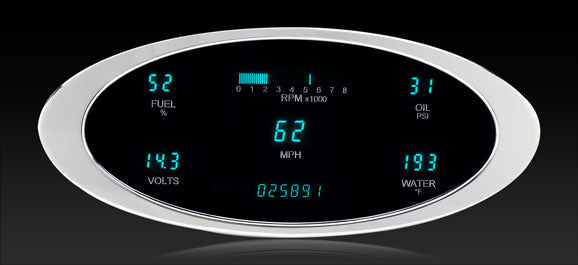 DAKVFD3-1011 Universal 4^ x 9.5^ Elliptical Digital Instrument Cluster