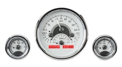 DAKVHX-1013-S-R Triple Round Universal Analong System Satin Alloy Face Red Display
