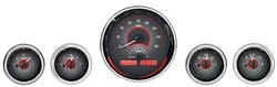 DAKVHX-1015-C-R Five-Gauge Round Universal VHX System Carbon Fiber Style Face Red Display