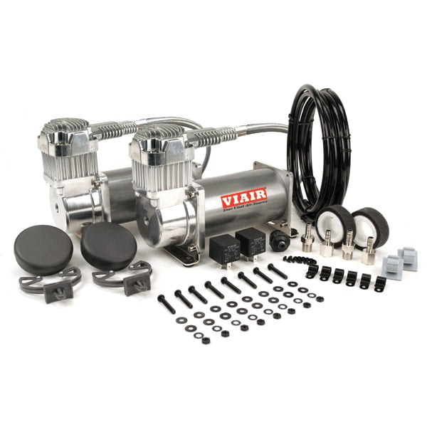 VIA38002 Viair 380C PEWTER ^Dual Pack^ (2) 380C Compressors (2) Relays (1) 200psi pressure switch
