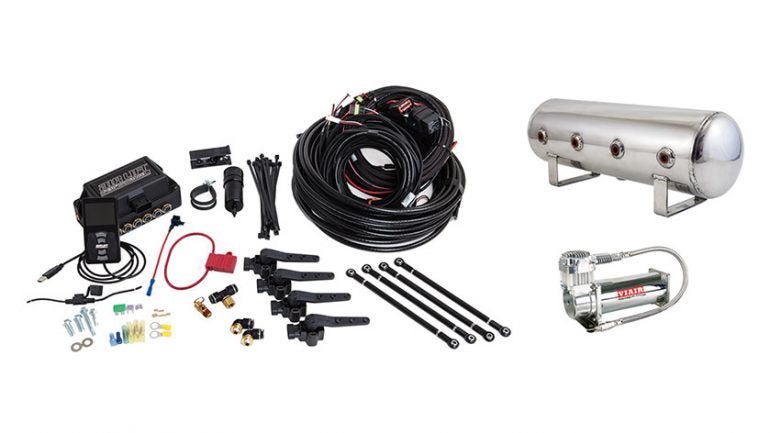 AIR-27796 Air Lift Performance 3H (3/8 Air Line 2.5 Gallon Lightweight Polished Aluminum Tank VIAIR 444C Compressor)