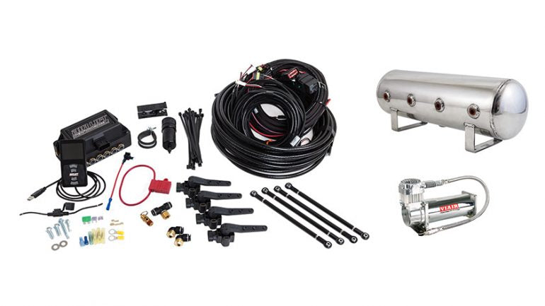 AIR-27791 Air Lift Performance 3H (1/4 Air Line 2.5 Gallon Lightweight Polished Aluminum Tank VIAIR 444C Compressor)