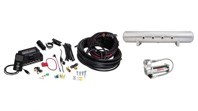 AIR-27683 Air Lift Performance 3P (1/4 Air Line 5 Gallon Lightweight Raw Aluminum Tank VIAIR 444C Compressor)