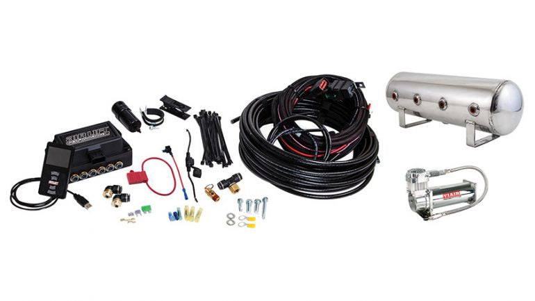 AIR-27781 Air Lift Performance 3P (1/4 Air Line 2.5 Gallon Lightweight Polished Aluminum Tank VIAIR 444C Compressor)
