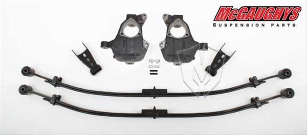 MCG34300 2016 1/2 GM 1500 Truck (all cabs) (2WD & Non-Air Factory Shocks Only) 2/4^ Deluxe Drop Kit (Spindles Leaf Springs Shackles) Truck must have factory boxed steel a-arms & HD ball joints (AVV code).