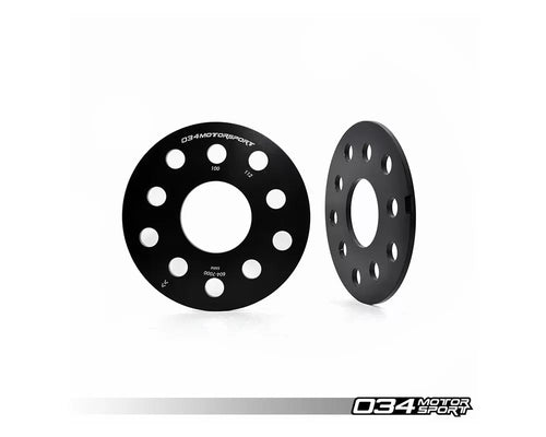 034 Motorsports 5mm Wheel Spacer Pair for Audi/Volkswagen 5x112mm & 5x100mm, Black Aluminum