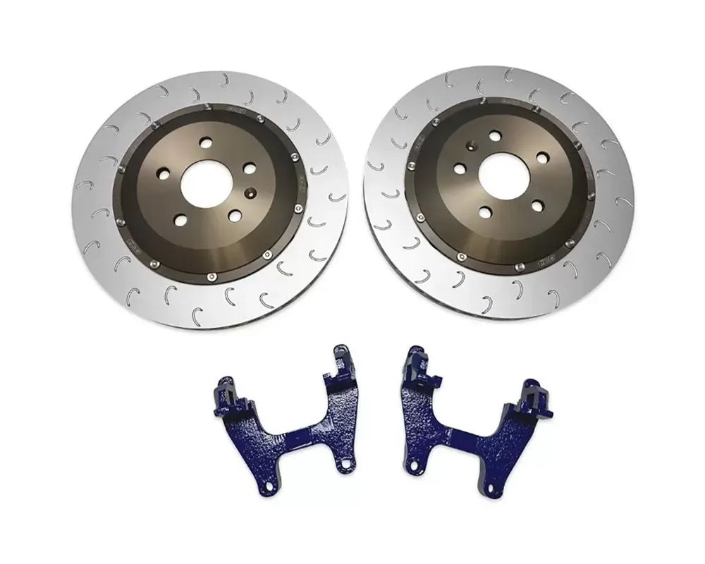 034Motorsport 2-Piece Floating Front Brake Rotor Upgrade 375mm w/ Blue Caliper Bracket for Audi S3 2022-2023, VW Golf R 2021-2023