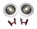 034 Motorsports 2-Piece Floating Front Brake Rotor Upgrade 375mm w/ Red Caliper Bracket for Audi S3 2022-2023 & VW Golf R 2021-2023