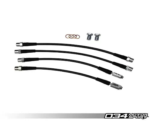 034 Motorsports Stainless Steel Braided Brake Line Kit for Audi A4/S4 Quattro B6/B7 2002-2008