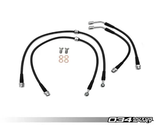034 Motorsports Stainless Steel Braided Brake Line Kit for Audi A3/S3 & VW Golf R 2015+