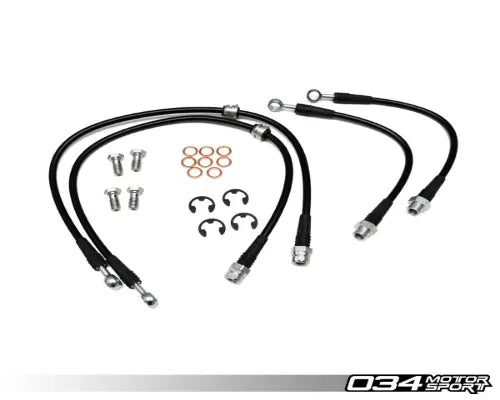 034 Motorsports Stainless Steel Braided Brake Line Kit for Audi A3 2006-2012 & VW Golf/GTI/Jetta 2010+