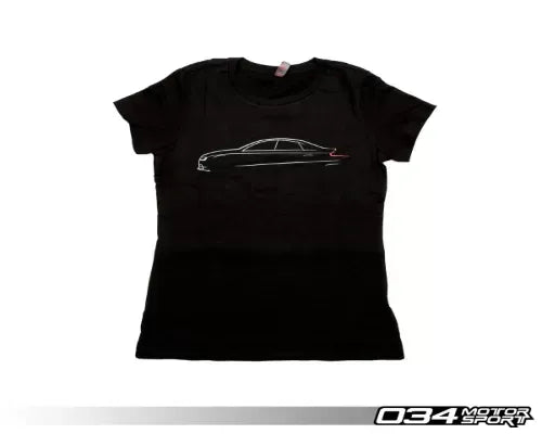 034 Motorsports Women's T-Shirt for Audi B8.5 Sedan - Line Art Design, Cotton/Poly Blend, Sizes S/M/L