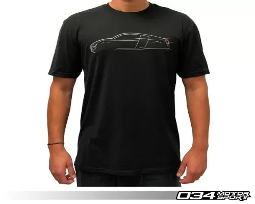 034 Motorsports Audi R8 T-Shirt, 50/50 Cotton/Poly Blend, Sizes S-3XL
