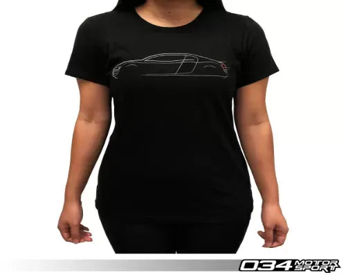 034 Motorsports Women's Audi R8 T-Shirt, 50/50 Cotton/Poly Blend, Sizes S/M/L