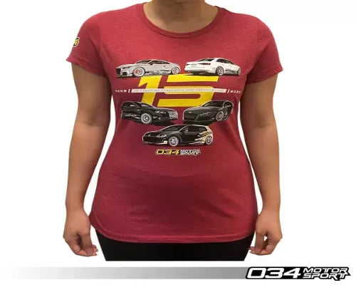 034 Motorsports 15th Anniversary Commemorative Women's T-Shirt, Heathered Red