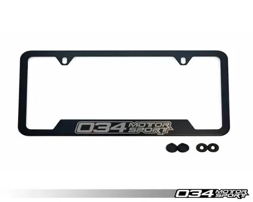 034 Motorsports License Plate Frame, Powder Coated Black Stainless Steel, Fits 12"x6" Plates