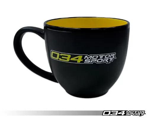 034Motorsport Dynamic+ 16oz Coffee Mug - Black Matte with Yellow Interior, Hand Wash Only
