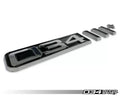 034 Motorsports Dynamic+ Badge - Chrome Logo on Gloss Black, 1" x 4", Stage I-III+