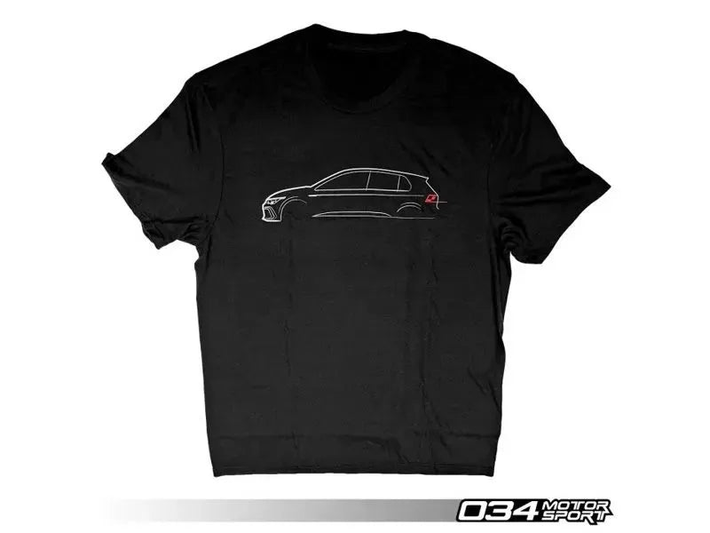 034Motorsport MK8 Volkswagen GTI Line Art T-Shirt - 50/50 Cotton/Poly Blend, XL