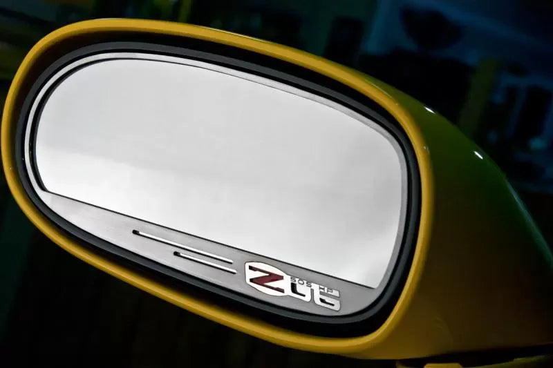 American Car Craft 2Pc Standard 505hp Style Brushed Stainless Side View Mirror Trim Chevrolet Corvette Z06 2006-2013