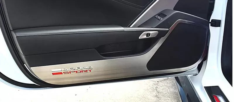 American Car Craft 2Pc Stainless Steel Door Guards Grand Sport Lettering Chevrolet Corvette Grand Sport C7 2017-2019