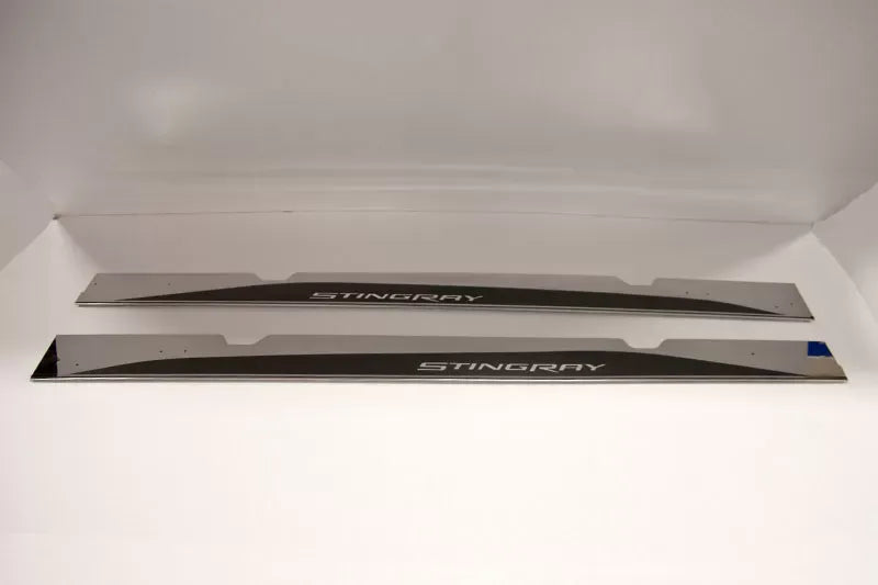 American Car Craft 2pc Stainless Stell w/ Carbon Fiber Side Skirts w/ Stingray Lettering Chevrolet Corvette Stingray C7 2014-2019