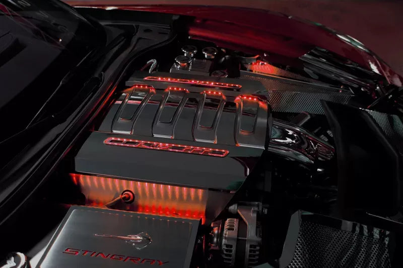 American Car Craft 2Pc Stainless Red Factory Overlays Illuminated Fuel Rail Covers Chevrolet Corvette Stingray C7 2014-2019