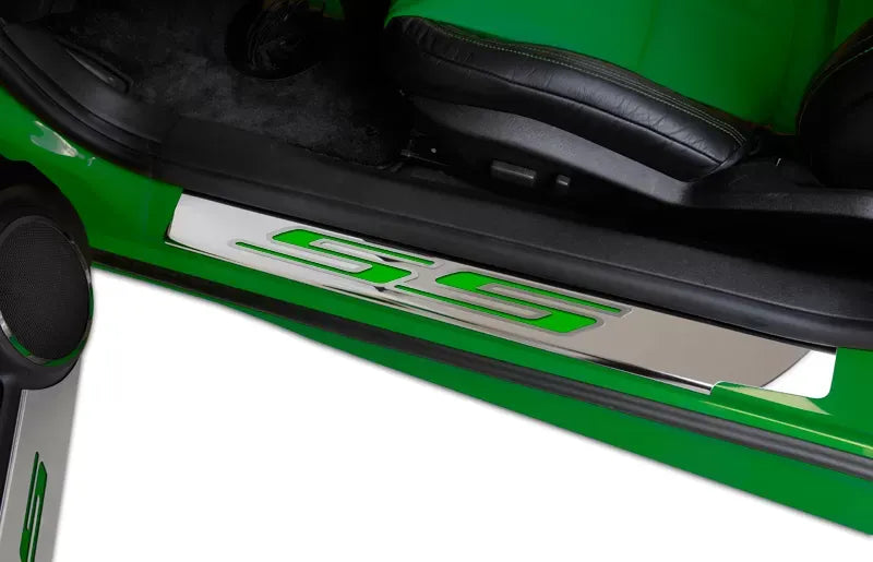 American Car Craft 2Pc Stainless Steel Synergy Green Solid Outer Door Sills Chevrolet Camaro SS 2010-2015