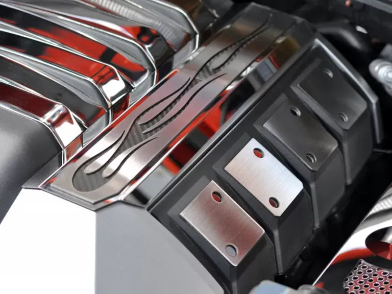 American Car Craft 2Pc Polished Synergy Green Solid Fuel Rail Covers w/Inlay True Flame Chevrolet Camaro SS 2010-2015