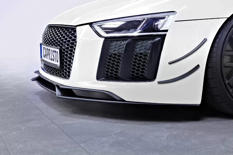 Capristo Exhaust Matte Carbon Front Fins & Spoiler for Audi R8 V10 Plus 2015-2019