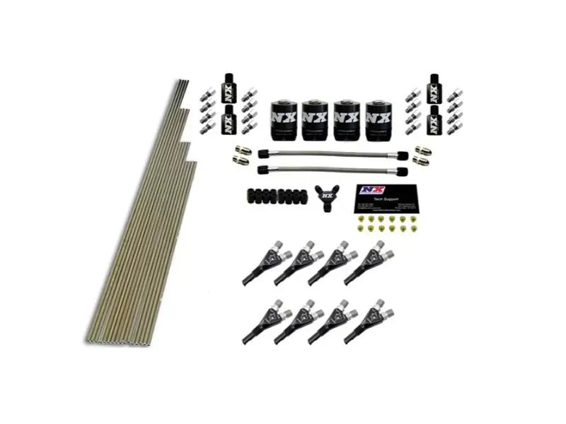Nitrous Express 8 Cylinder Shark Nozzle Intake Plumbing Kit with 4 Solenoids, 600hp Capacity