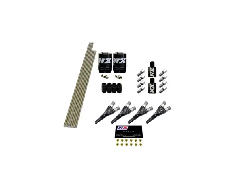 Nitrous Express 4 Cylinder Shark Plumb Kit with 2 Solenoids & 75HP Jets, Black Anodized