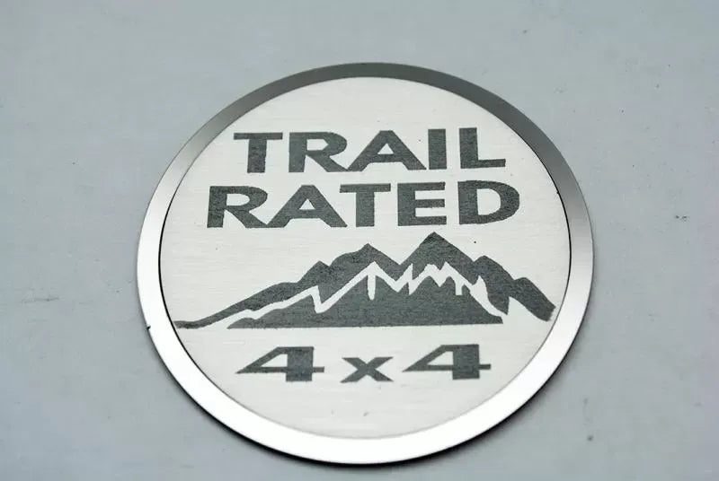 American Car Craft 2Pc Stainless Steel Trail Rated Badges Jeep Wrangler JK 2007-2018