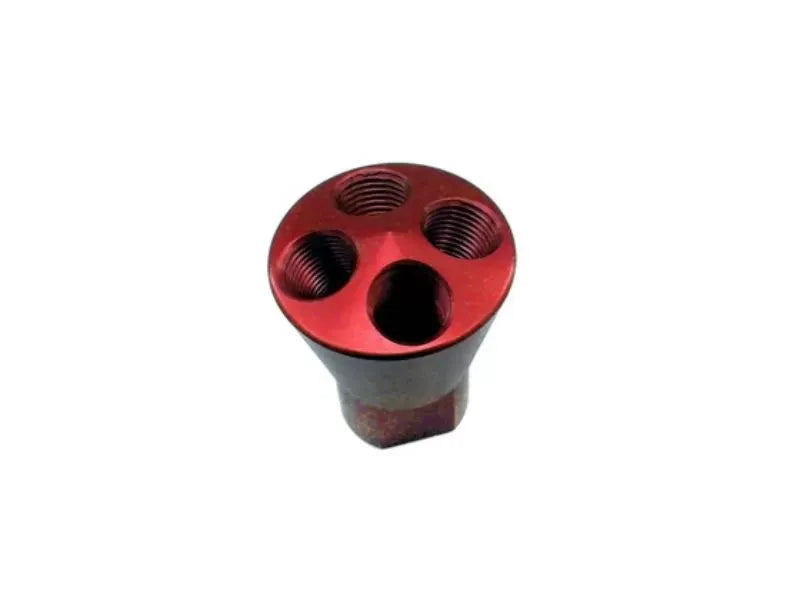 Nitrous Express Red 4 Port Showerhead Distribution Block with 1/8-Inch NPT Fittings
