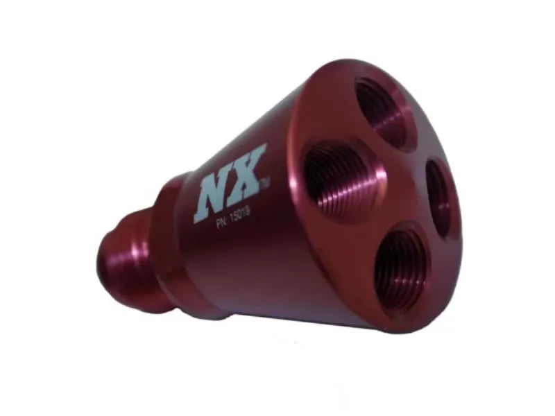 Nitrous Express Red 4 Port Showerhead Distribution Block with 6AN Inlet, 15019R