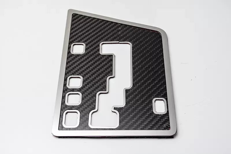 American Car Craft 2Pc Polished Stainless Trim Carbon Fiber Shifter Plate Overlay Dodge Challenger 5.7L | SRT8 2008-2014