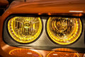 American Car Craft 2Pc Stainless Steel Yellow LED Halo Headlight Surrounds Dodge Challenger 2008-2014
